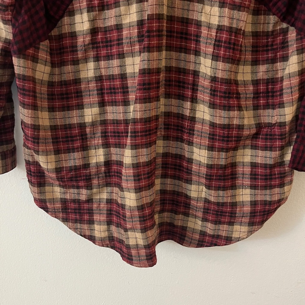 Mystree Jayne Plaid Contrast Long Sleeve Button Up Shirt Women Medium NWT - Picture 12 of 12